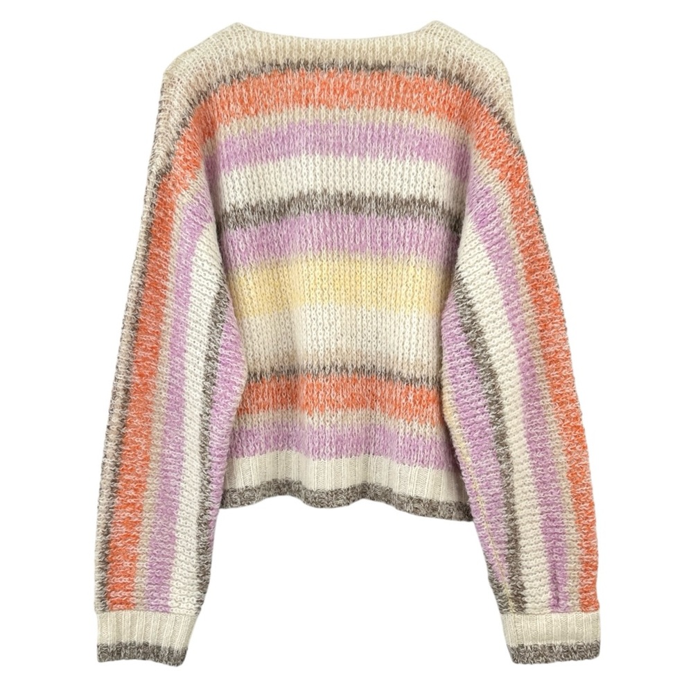 [sold] XiRENA Laramie Sweater Cream Yellow Striped Loose Knit Light Cardigan - Picture 2 of 9